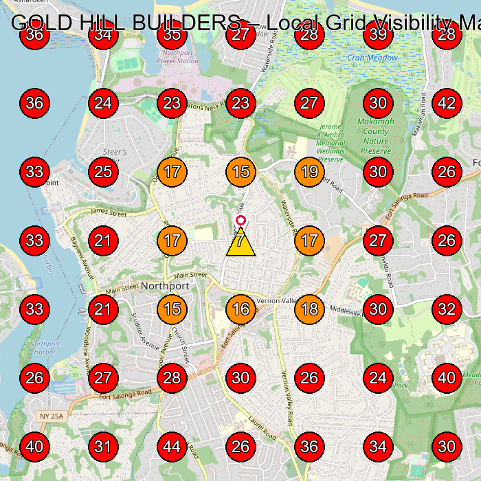 GOLD HILL BUILDERS GeoGrid visibility map for Custom Home Builder in Huntington